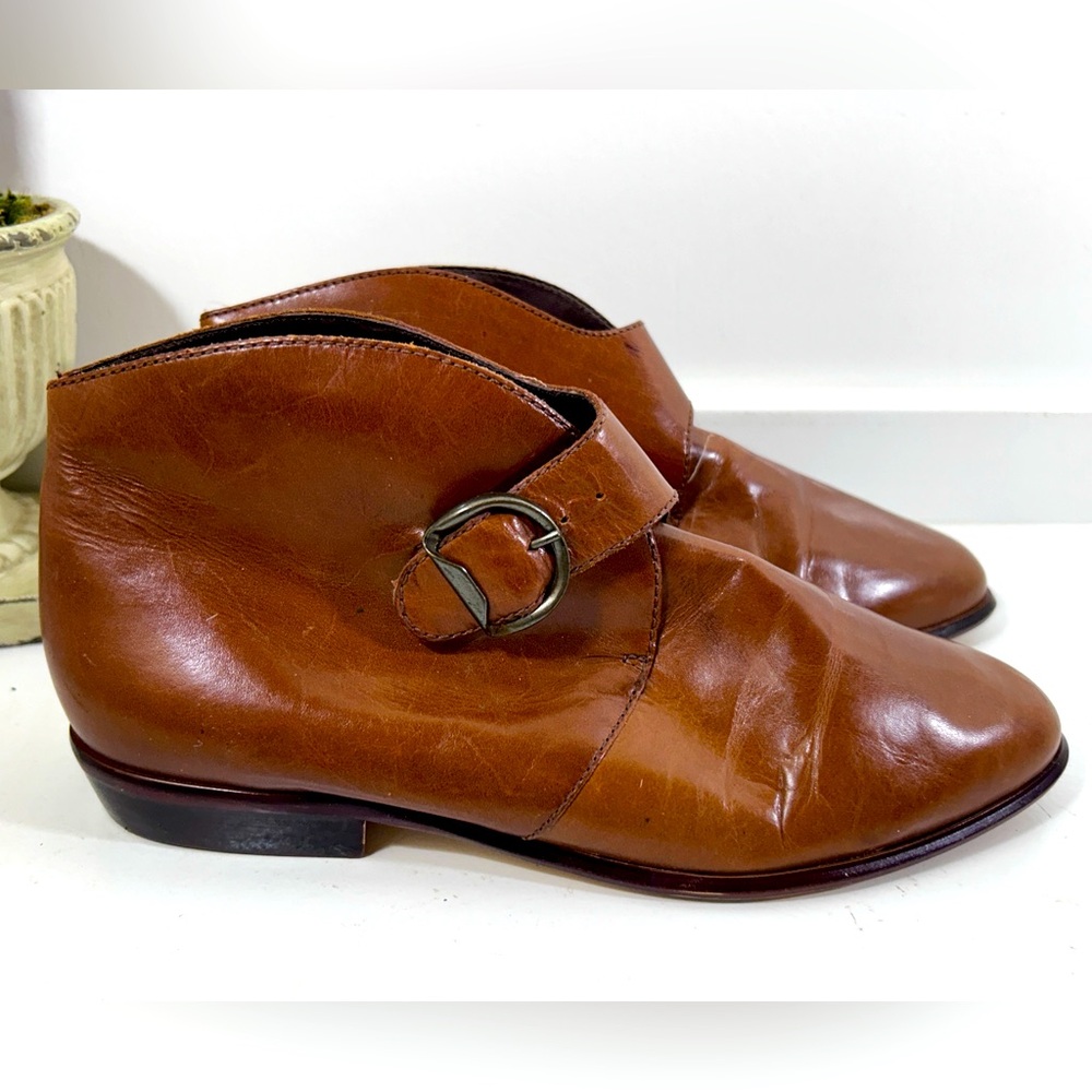 Nine West Brown Leather Boots with Buckle Size 7 1/2